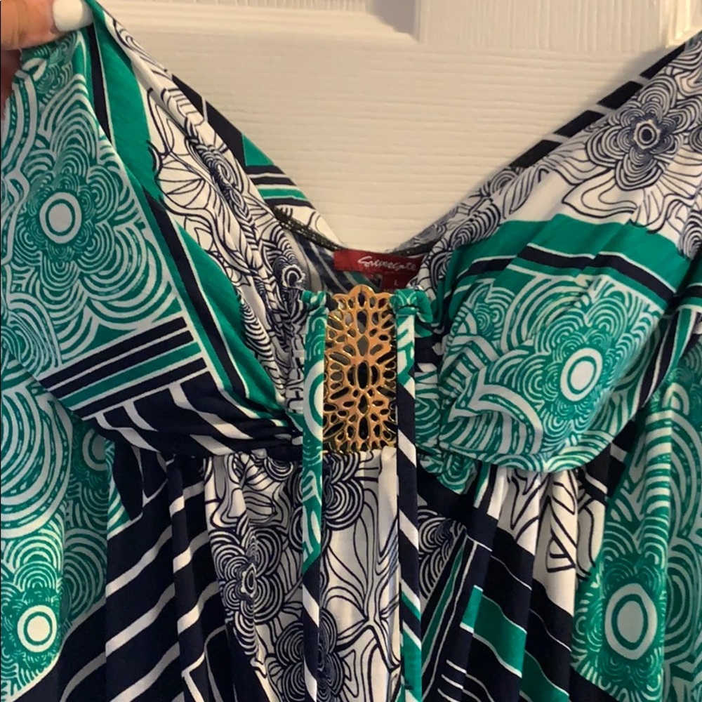 Green pattern maxi dress